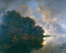 Копия картины "bruges river, ostend in the distance – moonlight" художника "кром джон"