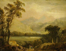 Репродукция картины "landscape with a river" художника "кром джон"