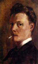 Копия картины "self-portrait with cigarette" художника "кросс анри эдмон"