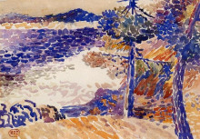 Репродукция картины "pines by the sea" художника "кросс анри эдмон"