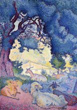 Картина "landscape with goats" художника "кросс анри эдмон"