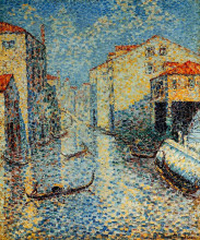 Репродукция картины "a venetian canal" художника "кросс анри эдмон"