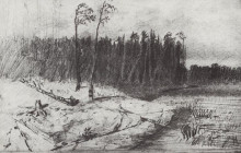Репродукция картины "лес у воды" художника "куинджи архип"