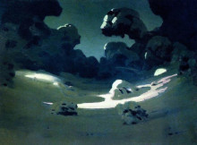Копия картины "пятна лунного света в лесу. зима" художника "куинджи архип"