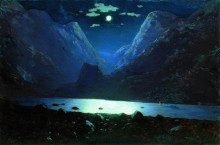 Копия картины "дарьяльское ущелье. лунная ночь" художника "куинджи архип"