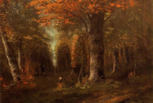 Репродукция картины "лес осенью" художника "курбе гюстав"