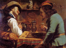 Копия картины "игра в шашки" художника "курбе гюстав"