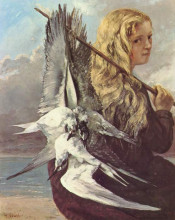 Картина "девушка с чайками, трувиль" художника "курбе гюстав"