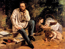 Копия картины "пьер жозеф прудон и его дети в 1853 году" художника "курбе гюстав"