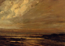 Копия картины "побережье в трувиле во время отлива" художника "курбе гюстав"