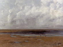 Репродукция картины "побережье в трувиле во время отлива" художника "курбе гюстав"