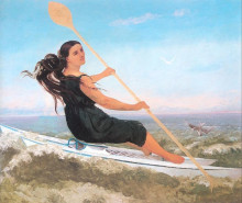 Копия картины "женщина в лодке" художника "курбе гюстав"