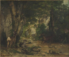 Репродукция картины "оленья лёжка у ручья плезир-фонтен" художника "курбе гюстав"