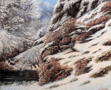 Репродукция картины "олень в снежном ландшафте" художника "курбе гюстав"