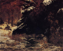 Копия картины "олень в снегу" художника "курбе гюстав"