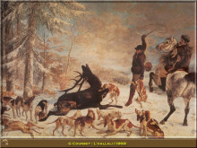 Репродукция картины "охота на оленя" художника "курбе гюстав"