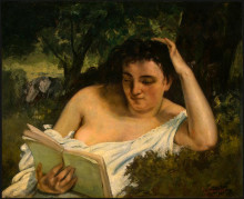 Копия картины "молодая женщина читает" художника "курбе гюстав"