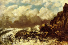 Репродукция картины "морской пейзаж в этрета" художника "курбе гюстав"