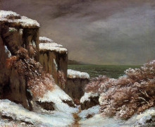 Картина "скалы у моря в снегу" художника "курбе гюстав"