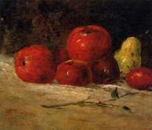 Репродукция картины "натюрморт. яблоки и груши" художника "курбе гюстав"