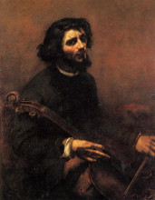 Копия картины "виолончелист. автопортрет" художника "курбе гюстав"