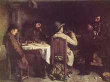 Репродукция картины "после обеда в орнане" художника "курбе гюстав"