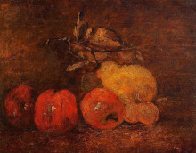 Картина "натюрморт с грушами и яблоками" художника "курбе гюстав"