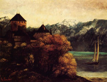 Копия картины "шильонский замок (замок шийон)" художника "курбе гюстав"