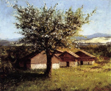 Репродукция картины "шведский пейзаж с цветущей яблоней" художника "курбе гюстав"