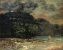 Копия картины "озеро женева перед бурей" художника "курбе гюстав"