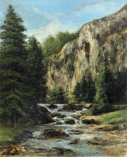 Репродукция картины "этюд для пейзажа с водопадом" художника "курбе гюстав"