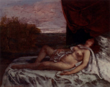 Картина "спящая обнаженная" художника "курбе гюстав"