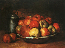 Картина "натюрморт с яблоками и гранатами" художника "курбе гюстав"
