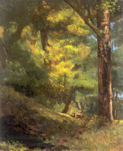 Репродукция картины "две косули в лесу" художника "курбе гюстав"
