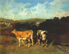 Репродукция картины "белый бык и светлая корова" художника "курбе гюстав"