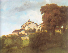 Репродукция картины "дома орнанского замка " художника "курбе гюстав"