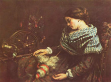 Репродукция картины "спящая вышивальщица" художника "курбе гюстав"