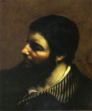 Картина "автопортрет с полосатым воротником" художника "курбе гюстав"