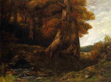 Репродукция картины "вход в лес" художника "курбе гюстав"