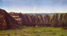 Репродукция картины "скалистый пейзаж близ флаже" художника "курбе гюстав"
