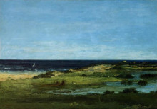 Репродукция картины "побережье (на память о ле кабанез)" художника "курбе гюстав"