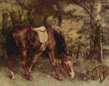 Копия картины "лошадь в лесах" художника "курбе гюстав"