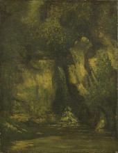 Репродукция картины "водопад в лесу" художника "курбе гюстав"
