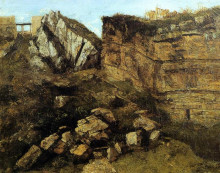 Копия картины "осыпавшиеся скалы" художника "курбе гюстав"