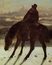 Репродукция картины "охотник верхом берет след" художника "курбе гюстав"