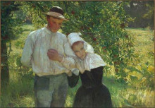 Репродукция картины "a walk in the garden" художника "курцвайль макс"