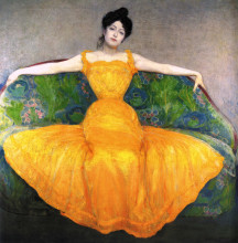 Копия картины "lady in yellow dress" художника "курцвайль макс"