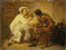 Картина "harlequin and pierrot" художника "кутюр тома"