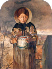 Репродукция картины "girl with a jug of ale and pipes" художника "кэмпбелл джеймс"
