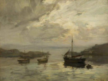 Картина "harbour scene with fishing boats" художника "кэмпбелл нобл джеймс"